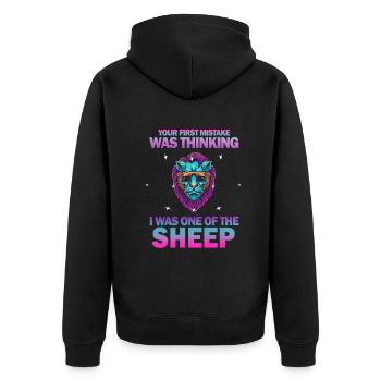 Your first Mistake was thinking I was one of the - Unisex Premium Bio Zip Hoodie - Schwarz - Hinten - Nico (187cm)