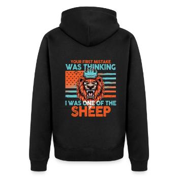 Your first Mistake was thinking I was one of the - Unisex Premium Bio Zip Hoodie - Schwarz - Hinten - Nico (187cm)