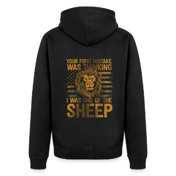 Your first Mistake was thinking I was one of the - Unisex Premium Bio Zip Hoodie - Schwarz - Hinten - Nico (187cm)