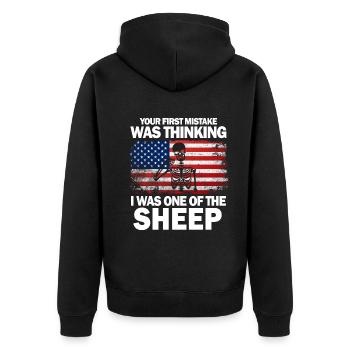 Your first Mistake was thinking I was one of the - Unisex Premium Bio Zip Hoodie - Schwarz - Hinten - Nico (187cm)