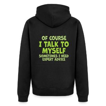 Bien sûr, je me parle à moi-même parfois. J’ai besoin - Veste à capuche bio Premium Unisexe - noir - Dos - Nico (187cm)