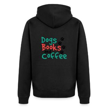 Chiens Livres et café Amusant Dog Lover Cadeaux - Veste à capuche bio Premium Unisexe - noir - Dos - Nico (187cm)