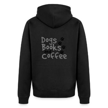 Chiens Livres et café Amusant Dog Lover Idées cadeaux - Veste à capuche bio Premium Unisexe - noir - Dos - Nico (187cm)