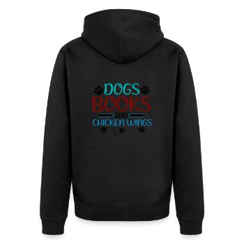 Book Lover Gift Dogs Livres et Chicken Wings Cadeaux - Veste à capuche bio Premium Unisexe - noir - Dos - Nico (187cm)