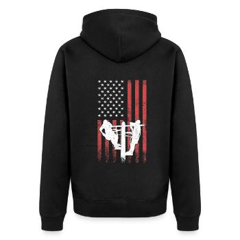 Lineman Elektrokabel Strommast Elektriker - Unisex Premium Bio Zip Hoodie - Schwarz - Hinten - Nico (187cm)