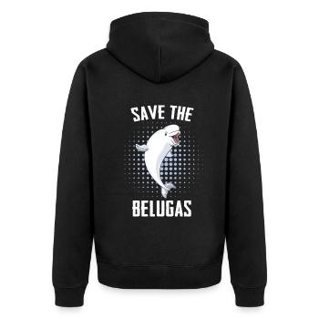 Beluga Whale Ocean Belugas Whales - Unisex Premium Organic Zip Hoodie - black - Back - Nico (187cm)