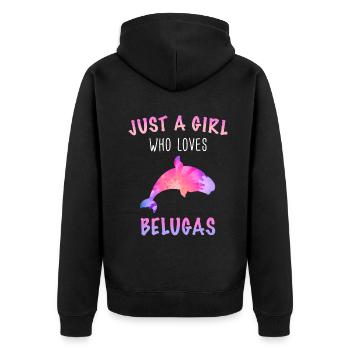 Beluga Whale Ocean Belugas Whales - Unisex Premium Organic Zip Hoodie - black - Back - Nico (187cm)