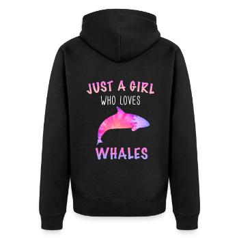 Wal Wale Ozean Blauwal Buckelwal - Unisex Premium Bio Zip Hoodie - Schwarz - Hinten - Nico (187cm)