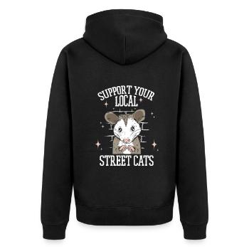 Opossum Possum Tier - Unisex Premium Bio Zip Hoodie - Schwarz - Hinten - Nico (187cm)