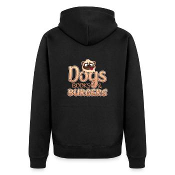 Leser Geschenk Hunde Bücher Burger Spaß Burger Liebhaber - Unisex Premium Bio Zip Hoodie - Schwarz - Hinten - Nico (187cm)