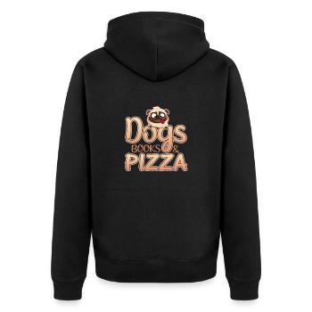 Dog Lover Gift Dogs Books and Pizza - Unisex Premium Organic Zip Hoodie - black - Back - Nico (187cm)
