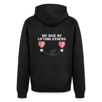 Nous nous levons en soulevant d’autres citations inspirantes - Veste à capuche bio Premium Unisexe - noir - Dos - Nico (187cm)