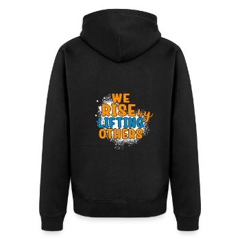 Nous nous levons en soulevant d’autres citations inspirantes - Veste à capuche bio Premium Unisexe - noir - Dos - Nico (187cm)