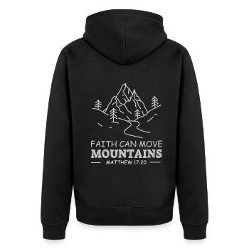 Christian Faith Can Move Mountains Jesus Christ - Unisex Premium Organic Zip Hoodie - black - Back - Nico (187cm)
