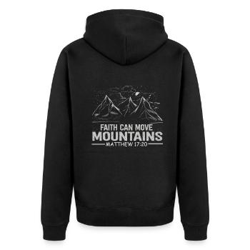 Christian Faith Can Move Mountains Jesus Christ - Unisex Premium Organic Zip Hoodie - black - Back - Nico (187cm)