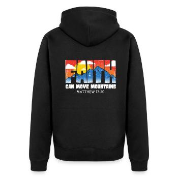 Christian Faith Can Move Mountains Jesus Christ - Unisex Premium Organic Zip Hoodie - black - Back - Nico (187cm)