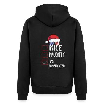 Nice Naughty C’est compliqué Liste de Noël Père Noël - Veste à capuche bio Premium Unisexe - noir - Dos - Nico (187cm)