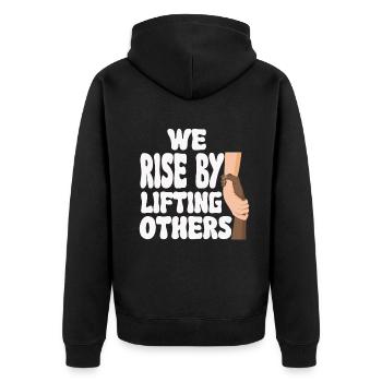Nous nous levons en soulevant d’autres citations inspirantes - Veste à capuche bio Premium Unisexe - noir - Dos - Nico (187cm)