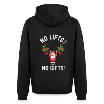 No Lifts No Gifts Christmas Gym Ugly Santa - Unisex Premium Bio Zip Hoodie - Schwarz - Hinten - Nico (187cm)
