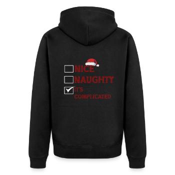 Nice Naughty C’est compliqué Liste de Noël Père Noël - Veste à capuche bio Premium Unisexe - noir - Dos - Nico (187cm)