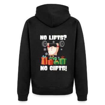 No Lifts No Gifts Christmas Gym Ugly Santa - Unisex Premium Organic Zip Hoodie - black - Back - Nico (187cm)