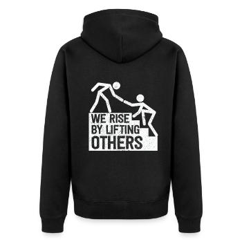 Nous nous levons en soulevant d’autres citations inspirantes - Veste à capuche bio Premium Unisexe - noir - Dos - Nico (187cm)