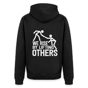 Nous nous levons en soulevant d’autres citations inspirantes - Veste à capuche bio Premium Unisexe - noir - Dos - Nico (187cm)