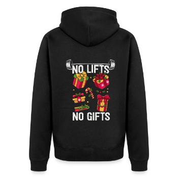 No Lifts No Gifts Christmas Gym Ugly Santa - Unisex Premium Organic Zip Hoodie - black - Back - Nico (187cm)