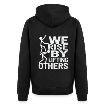 Nous nous levons en soulevant d’autres citations inspirantes - Veste à capuche bio Premium Unisexe - noir - Dos - Nico (187cm)