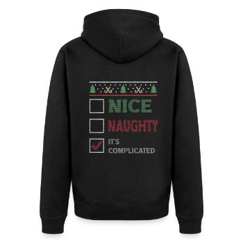 Nice Naughty C’est compliqué Liste de Noël Père Noël - Veste à capuche bio Premium Unisexe - noir - Dos - Nico (187cm)