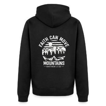 Christian Faith Can Move Mountains Jesus Christ - Unisex Premium Bio Zip Hoodie - Schwarz - Hinten - Nico (187cm)