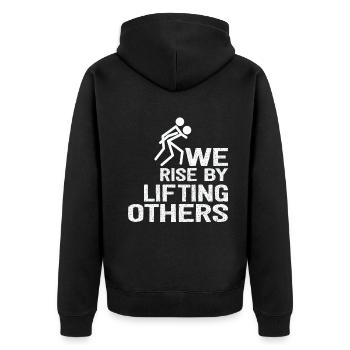 Nous nous levons en soulevant d’autres citations inspirantes - Veste à capuche bio Premium Unisexe - noir - Dos - Nico (187cm)