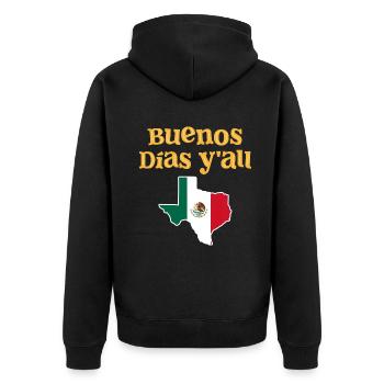 Mexikanisch-texanisches Design für Einwanderer - Unisex Premium Bio Zip Hoodie - Schwarz - Hinten - Nico (187cm)