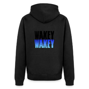 Kaffee Liebhaber Geschenk Wakey Wakey Kaffee Süchtig Geschenke - Unisex Premium Bio Zip Hoodie - Schwarz - Hinten - Nico (187cm)