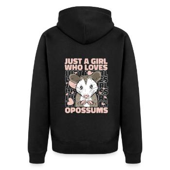 Opossum Possum Tier - Unisex Premium Bio Zip Hoodie - Schwarz - Hinten - Nico (187cm)