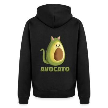 Avocado Essen Guacamole Vegan - Unisex Premium Bio Zip Hoodie - Schwarz - Hinten - Nico (187cm)