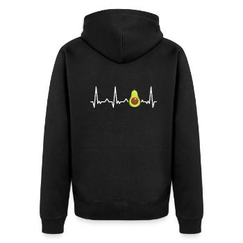 Avocado Essen Guacamole Vegan - Unisex Premium Bio Zip Hoodie - Schwarz - Hinten - Nico (187cm)