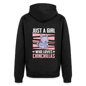 Chinchilla Chinchillas Maus - Unisex Premium Bio Zip Hoodie - Schwarz - Hinten - Nico (187cm)