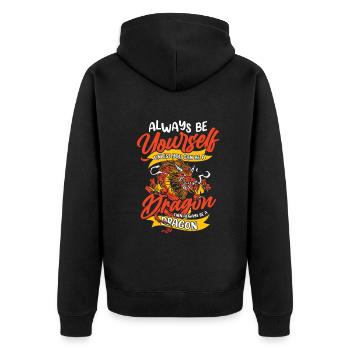 Drache Mystisch Drachen Fantasie - Unisex Premium Bio Zip Hoodie - Schwarz - Hinten - Nico (187cm)