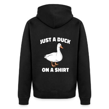 Duck Ducks Bird Animal Quack - Unisex Premium Organic Zip Hoodie - black - Back - Nico (187cm)