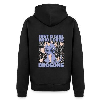 Drache Mystisch Drachen Fantasie - Unisex Premium Bio Zip Hoodie - Schwarz - Hinten - Nico (187cm)