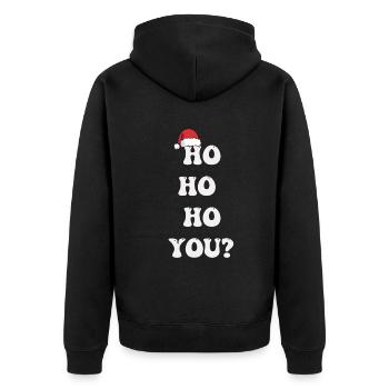 Ho Ho Ho You? Ugly Christmas Sweater Holiday Xmas - Unisex Premium Bio Zip Hoodie - Schwarz - Hinten - Nico (187cm)