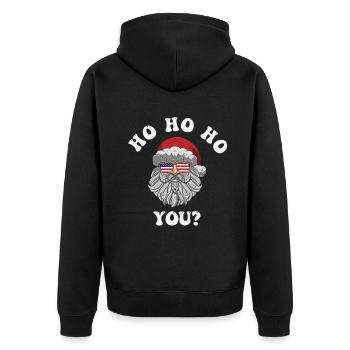 Ho Ho Ho You? Ugly Christmas Sweater Holiday Xmas - Unisex Premium Bio Zip Hoodie - Schwarz - Hinten - Nico (187cm)