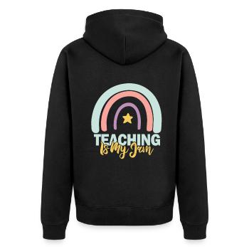 Teaching Is My Jam School Teacher Appreciation - Unisex Premium Organic Zip Hoodie - black - Back - Nico (187cm)