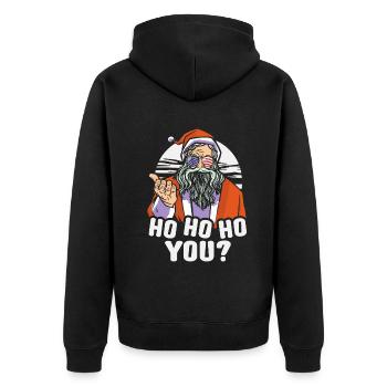 Ho Ho Ho You? Ugly Christmas Sweater Holiday Xmas - Unisex Premium Bio Zip Hoodie - Schwarz - Hinten - Nico (187cm)