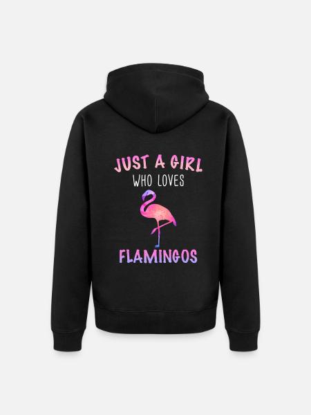 Flamingo Animal Pink - Unisex Premium Organic Zip Hoodie - black