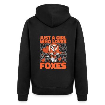 Fuchs Füchse Tier - Unisex Premium Bio Zip Hoodie - Schwarz - Hinten - Nico (187cm)