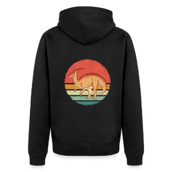 Parasaurolophus Dinosaurier - Unisex Premium Bio Zip Hoodie - Schwarz - Hinten - Nico (187cm)
