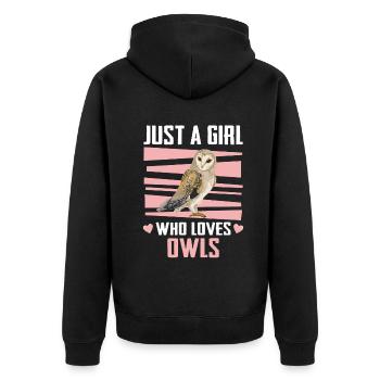 Hibou Oiseau Oiseau Hiboux - Veste à capuche bio Premium Unisexe - noir - Dos - Nico (187cm)