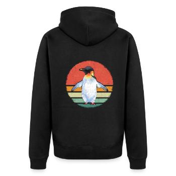 Pinguin Pinguine Tier - Unisex Premium Bio Zip Hoodie - Schwarz - Hinten - Nico (187cm)